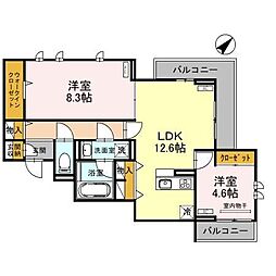 ベルフォルテ 2LDKの間取図画像