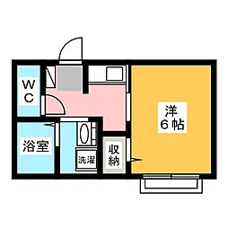 ラフィーネ 1Kの間取図画像