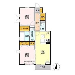 シェーングラースB 2LDKの間取図画像