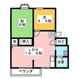 サンライフサワダA 2LDKの間取図画像