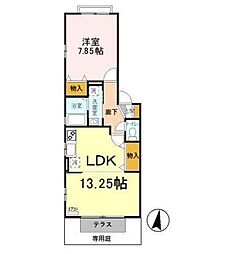 エスポワール2 1LDKの間取図画像