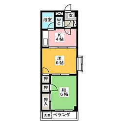三橋コーポ 2Kの間取図画像