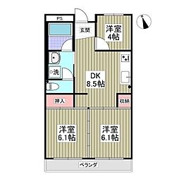 丸新ハイツ 3DKの間取図画像