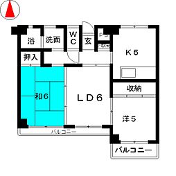 プリミエール中山 2LDKの間取図画像