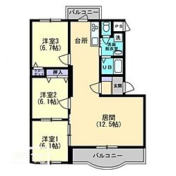 ボヌールレジデンスA 3LDKの間取図画像