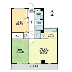 フォブール喜多町 2LDKの間取図画像