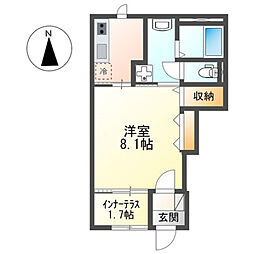シャイン・ウェスト 1Kの間取図画像
