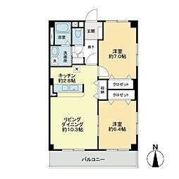 フォブールこもだB 2LDKの間取図画像