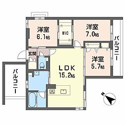 ベレオ道後 3LDKの間取図画像