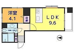 ヴァレーレ県庁前 1LDKの間取図画像