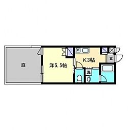 ジャンヌ喜与町 1Kの間取図画像