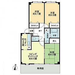 フォブール北井門A 3LDKの間取図画像