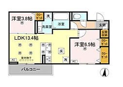 クランツ北井門 1LDKの間取図画像