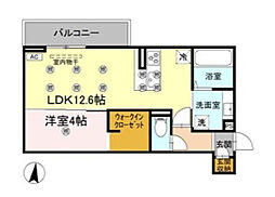 クランツ北井門 1LDKの間取図画像