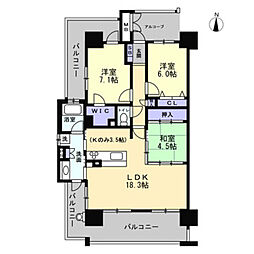 アルファステイツ道後 3LDKの間取図画像