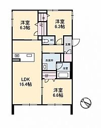 ベレオ道後 3LDKの間取図画像