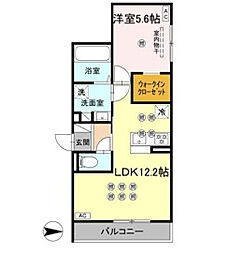 クランツ朝生田 1LDKの間取図画像