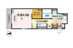 アムール大手町 1Kの間取図画像
