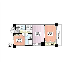 菊川グリーンハイツ 2DKの間取図画像