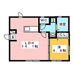 ミューズ白ゆり 1LDKの間取図画像