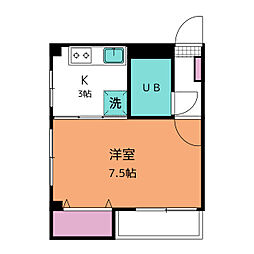 クレインズビュー 1Kの間取図画像