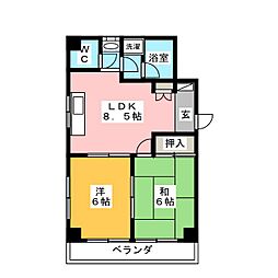 スズキビルステラ平安 2DKの間取図画像