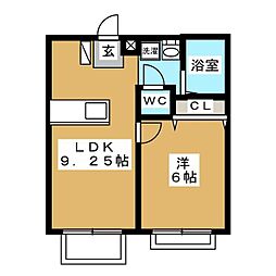 コーポ中山 1LDKの間取図画像