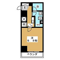 プラウドフラット鶴見1 1Kの間取図画像
