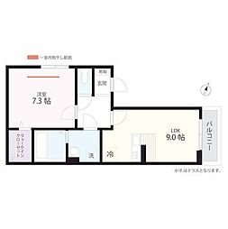 横浜市鶴見区小野町アパート 1LDKの間取図画像