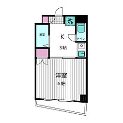 メイゾンチュトワイエ鶴見 1Kの間取図画像
