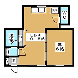 クレール鶴見 1LDKの間取図画像
