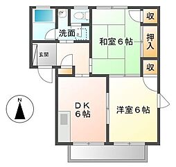 アジュール湘南 2DKの間取図画像