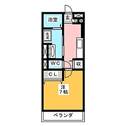 グローリー湘南2 1Kの間取図画像