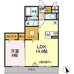 BLESS辻堂 1LDKの間取図画像