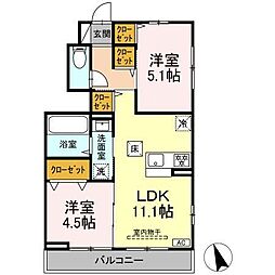 エクラン ウルー湘南N 2LDKの間取図画像