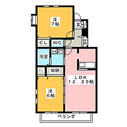 イーストヒルズ湘南 2LDKの間取図画像