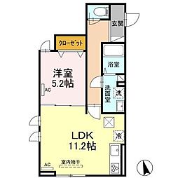 ハイアット湘南 1LDKの間取図画像