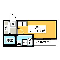GrandFrontフジサワ ワンルームの間取図画像