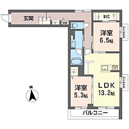 シャーメゾン湘南茅ヶ崎香川 2LDKの間取図画像
