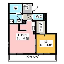 マ・メゾン鵠沼花沢B 1LDKの間取図画像