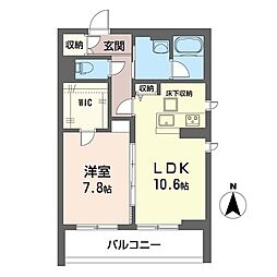 ベルドゥラ藤沢 1LDKの間取図画像