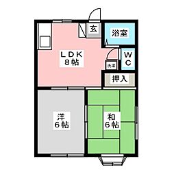 カサベルデ湘南 2LDKの間取図画像