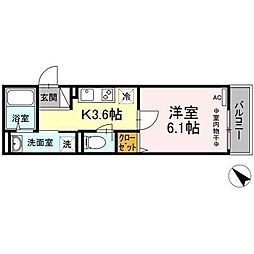 マ・メゾン鵠沼花沢A 1Kの間取図画像