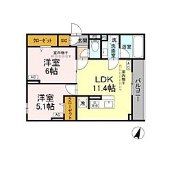 コーラルリーフ湘南辻堂 2LDKの間取図画像