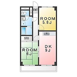 ソシア下永谷 2DKの間取図画像