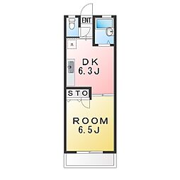 ビィラコートゆう 1DKの間取図画像