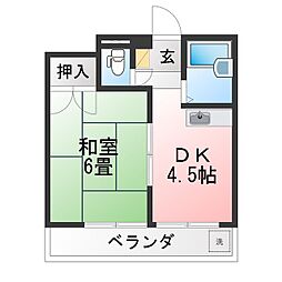 上永谷コーポラス 1DKの間取図画像