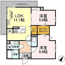 ホープハイツ 2LDKの間取図画像