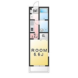 バーディ笹下 1Kの間取図画像