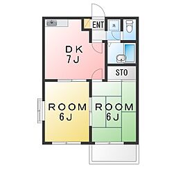 コンフォート23 2DKの間取図画像